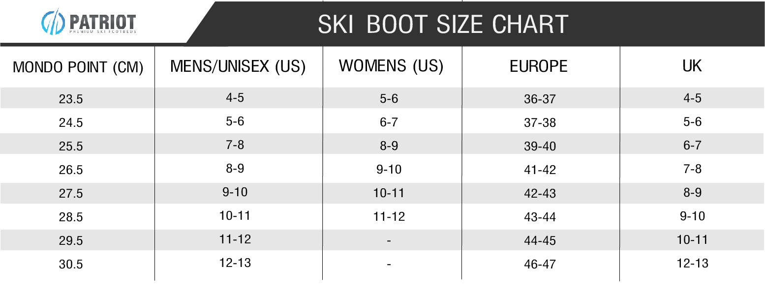 Patriot Size Guide