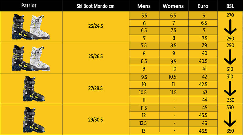 Patriot Size Guide